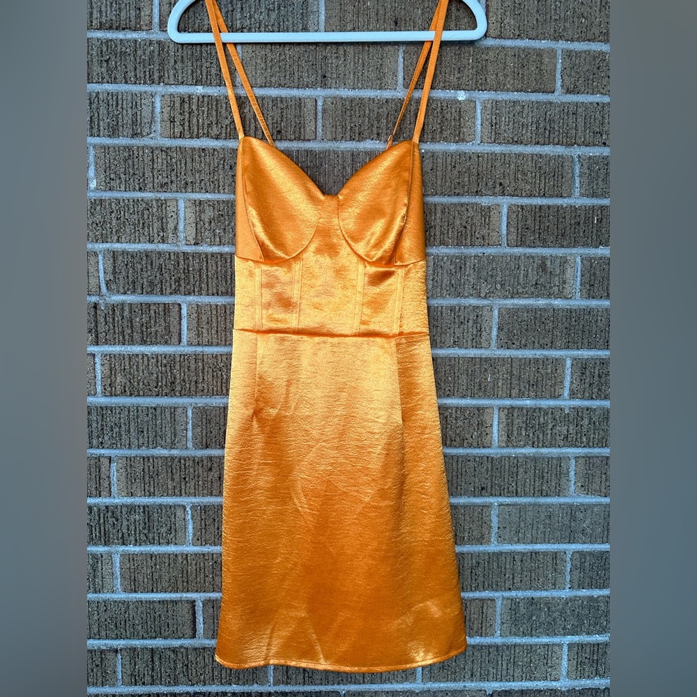 Orange Satin Corset Going Out Dress